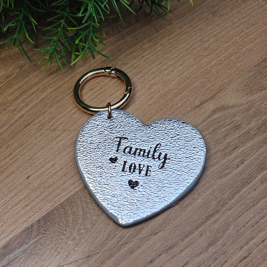 Porte-clés "Family love" argenté