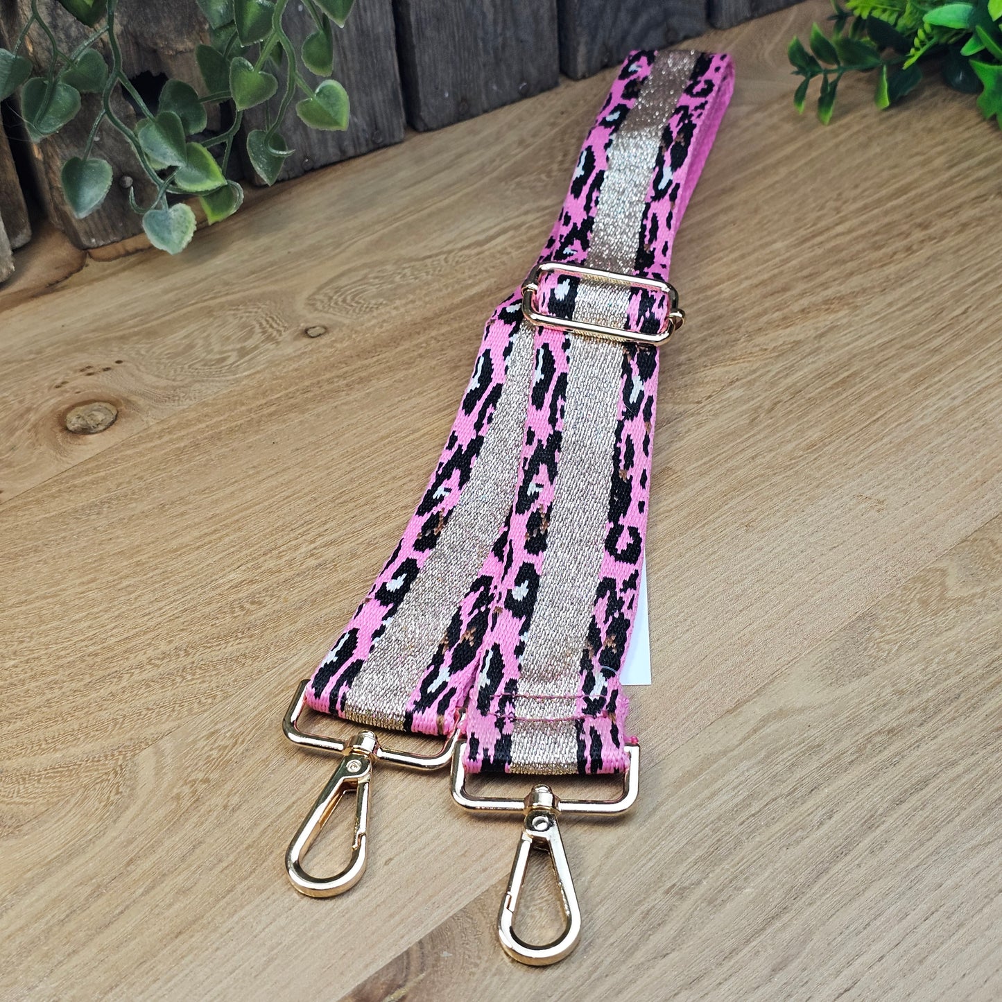 Bandoulière léopard rose/doré