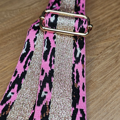 Bandoulière léopard rose/doré