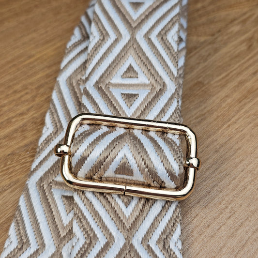 Bandoulière motifs géométrique beige