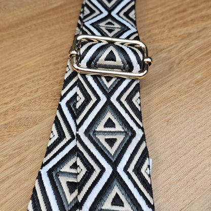 Bandoulière motifs géométrique noir