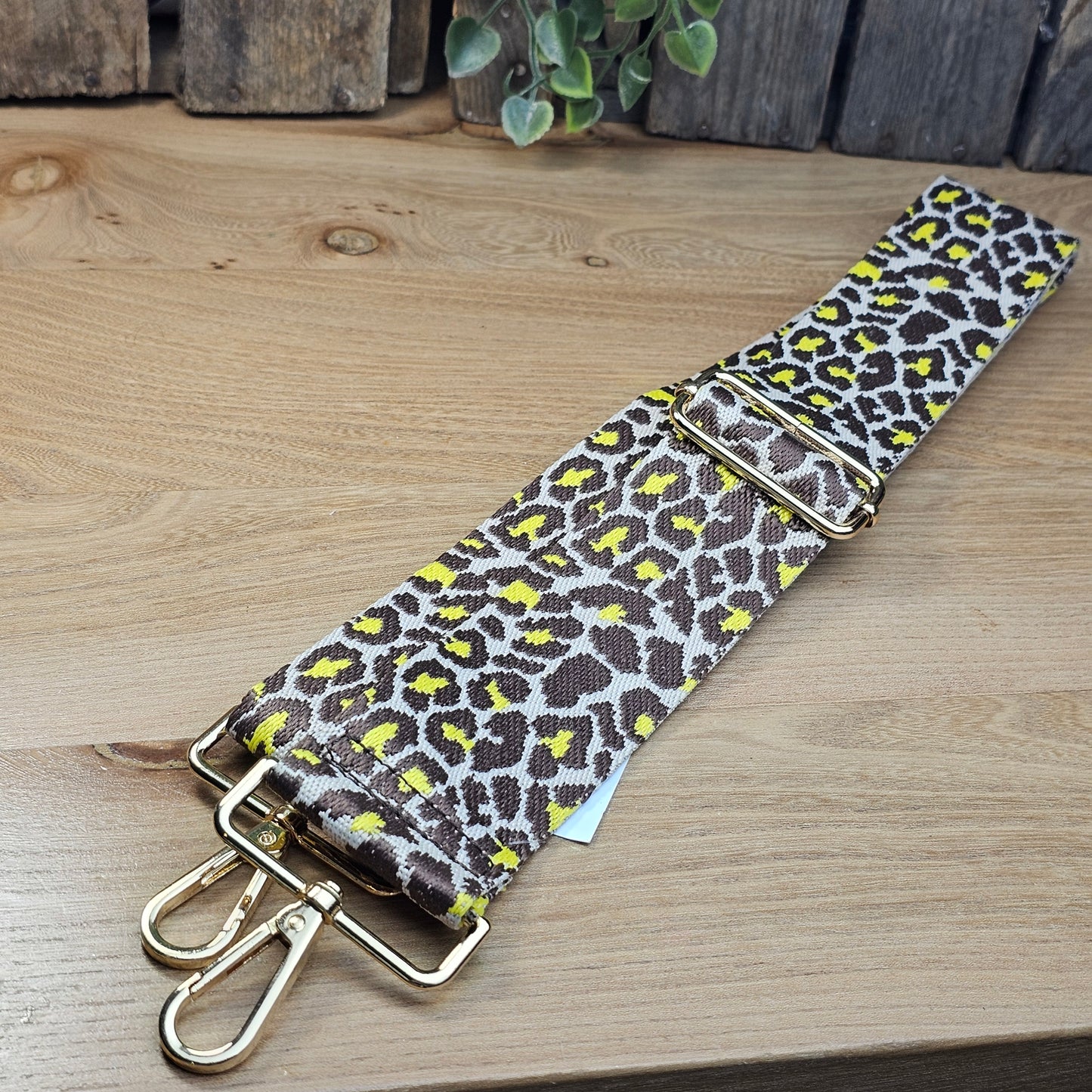 Bandoulière motifs léopard marron et jaune