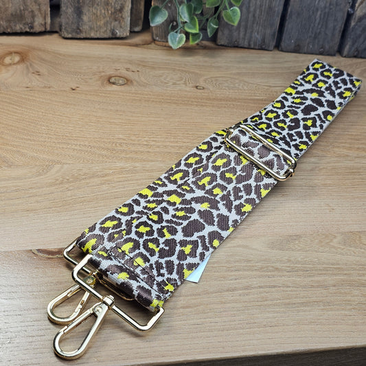 Bandoulière motifs léopard marron et jaune