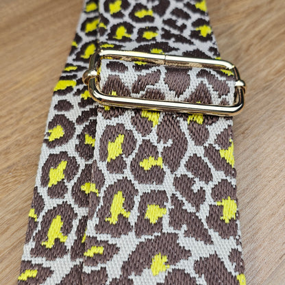 Bandoulière motifs léopard marron et jaune