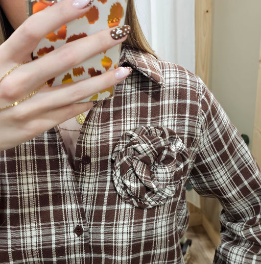 Chemise carreaux marron