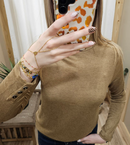 Pull col roulé camel