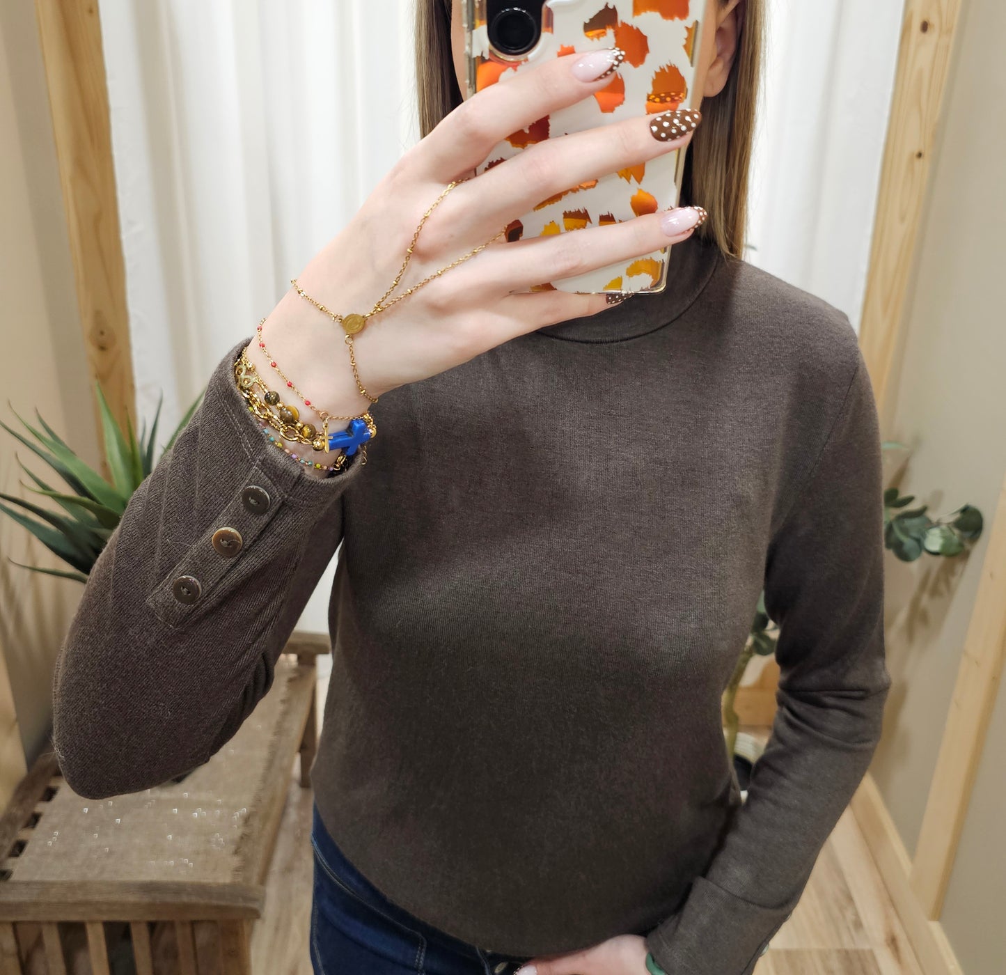 Pull col roulé chocolat