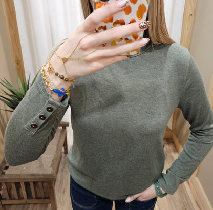 Pull col roulé kaki