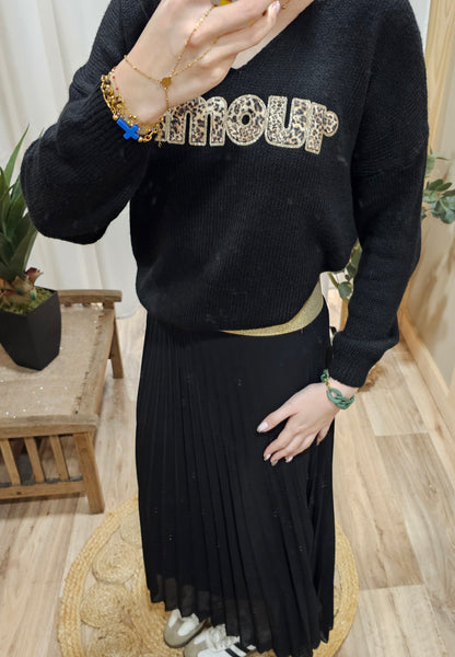 Jupe longue plissée noire