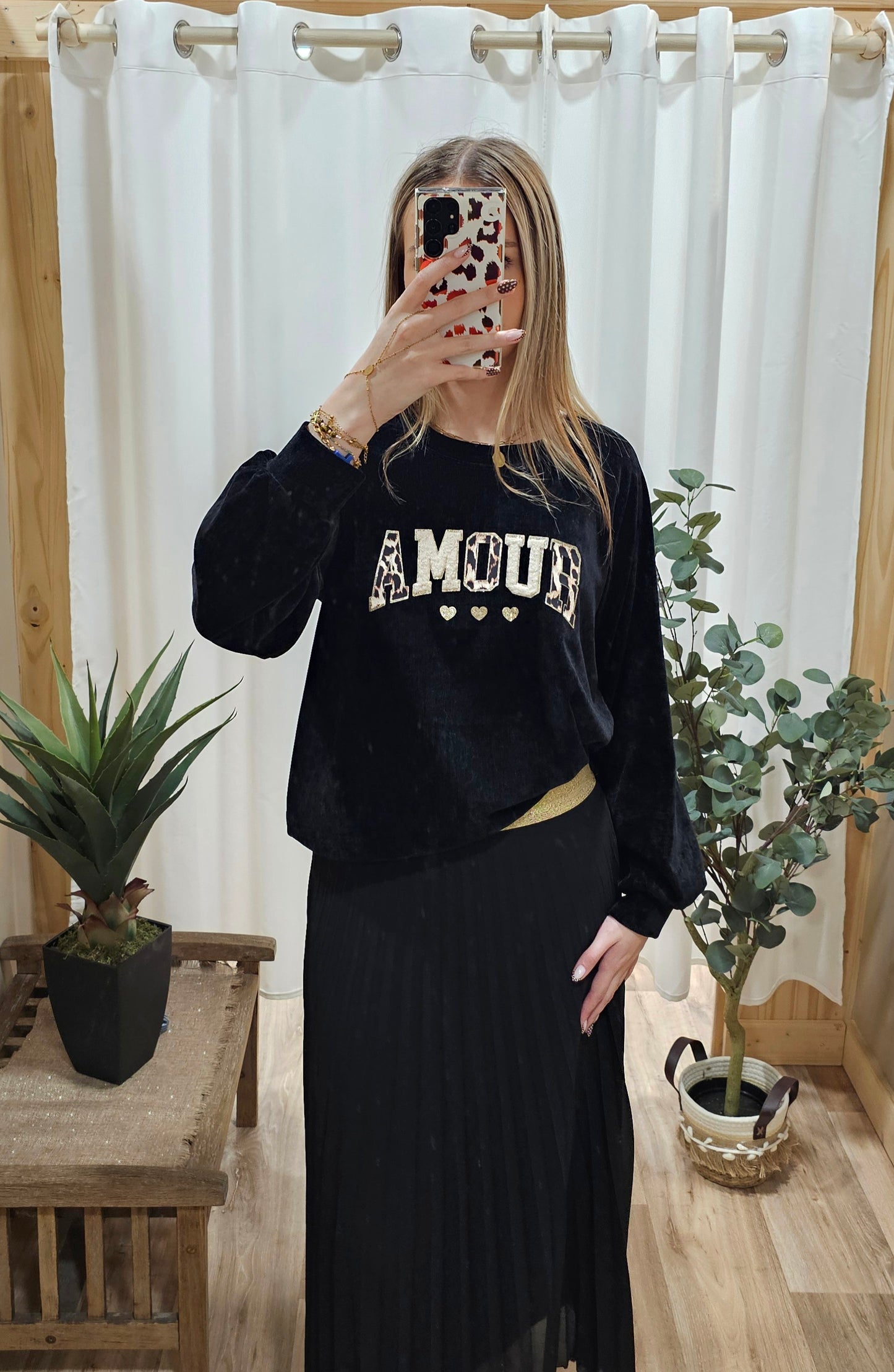 Jupe longue plissée noire