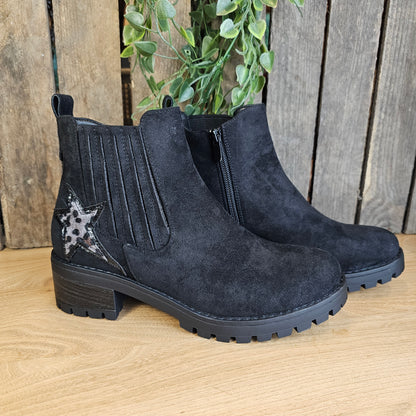 Bottines noires étoile léopard