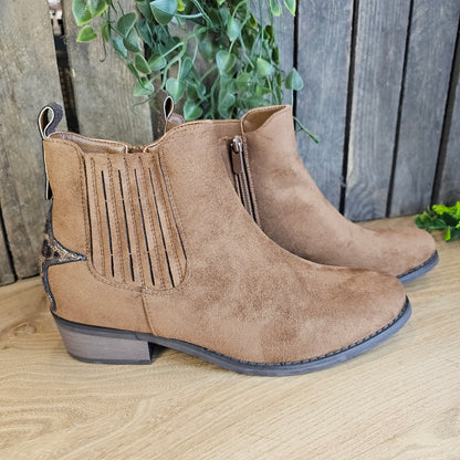 Bottines camel étoile léopard