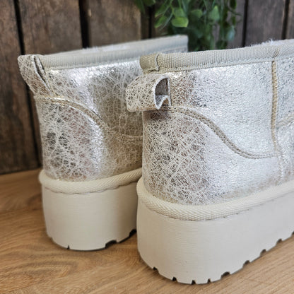 Boots dorées semelle compensée