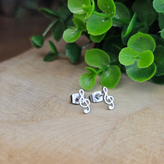 Boucles d'oreilles puces clé de sol