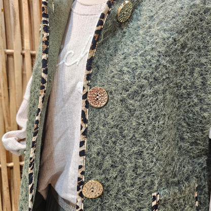 Veste sans manche galon léopard kaki