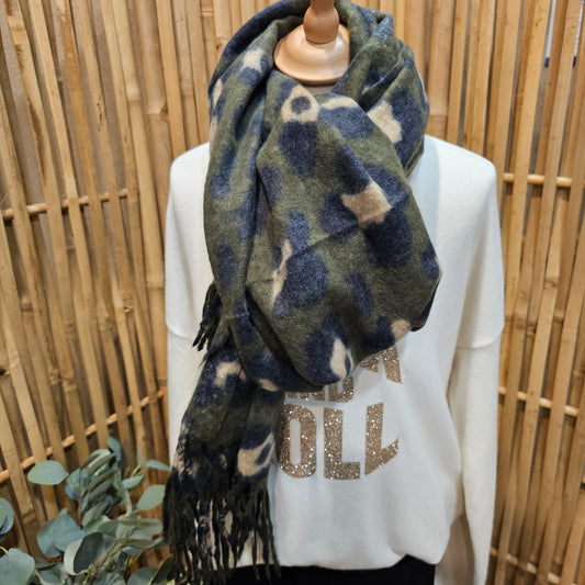 Echarpe léopard kaki