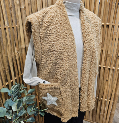 Veste sans manche camel étoile dos