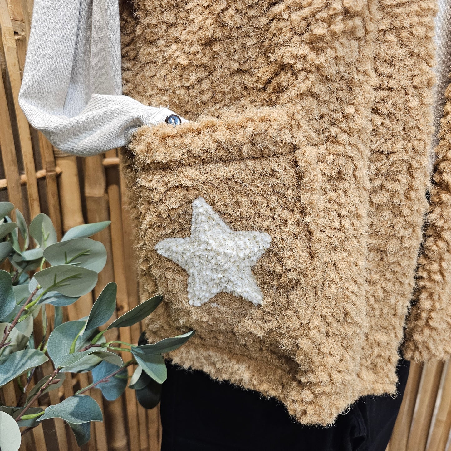 Veste sans manche camel étoile dos