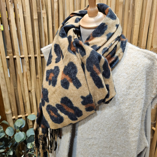Echarpe léopard camel