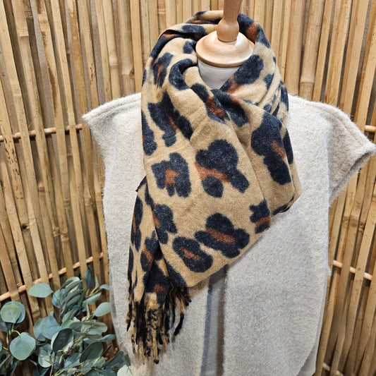 Echarpe léopard camel