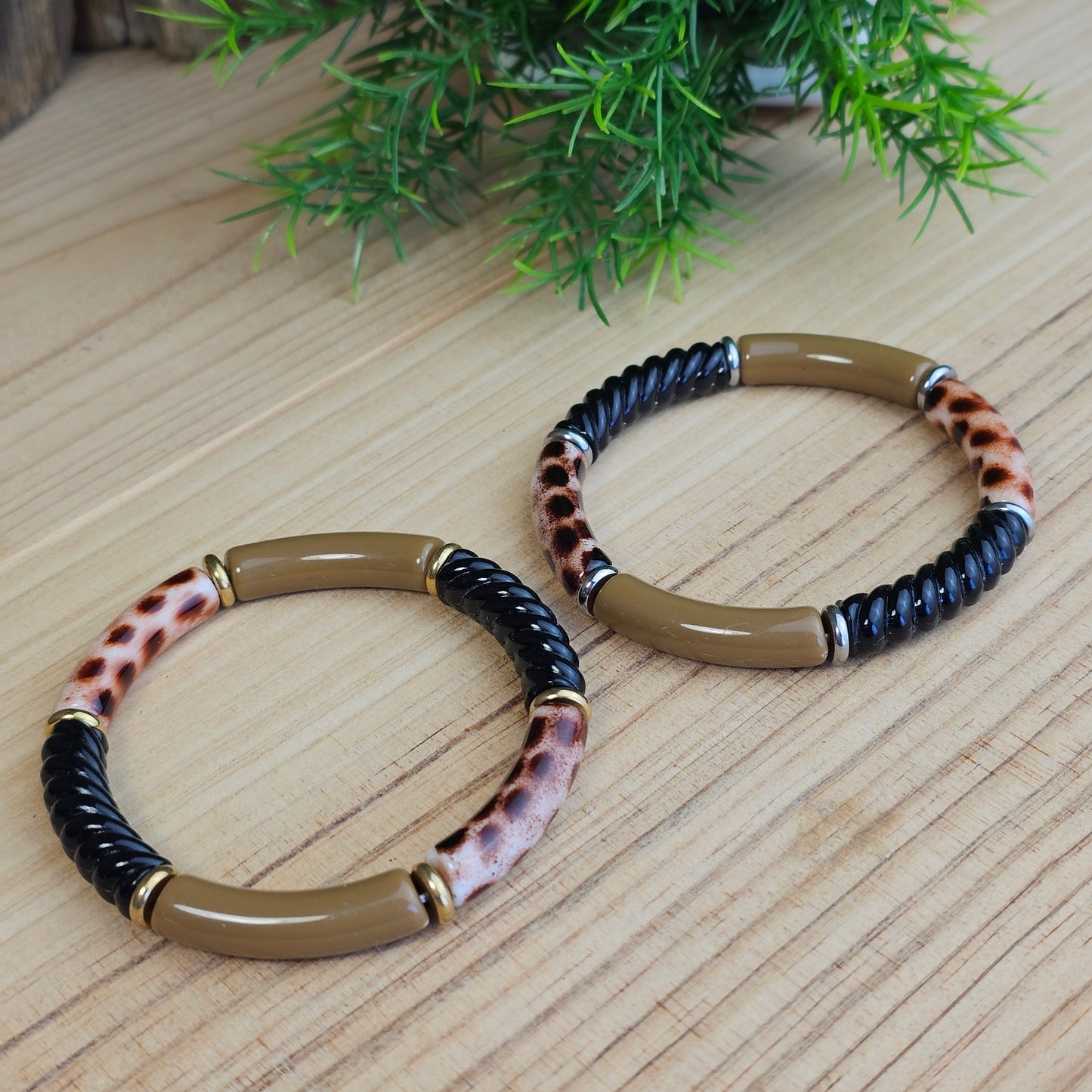 Bracelet Laurane léopard/taupe