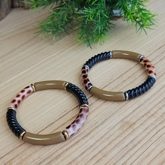 Bracelet Laurane léopard/taupe