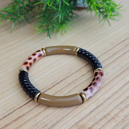Bracelet Laurane léopard/taupe