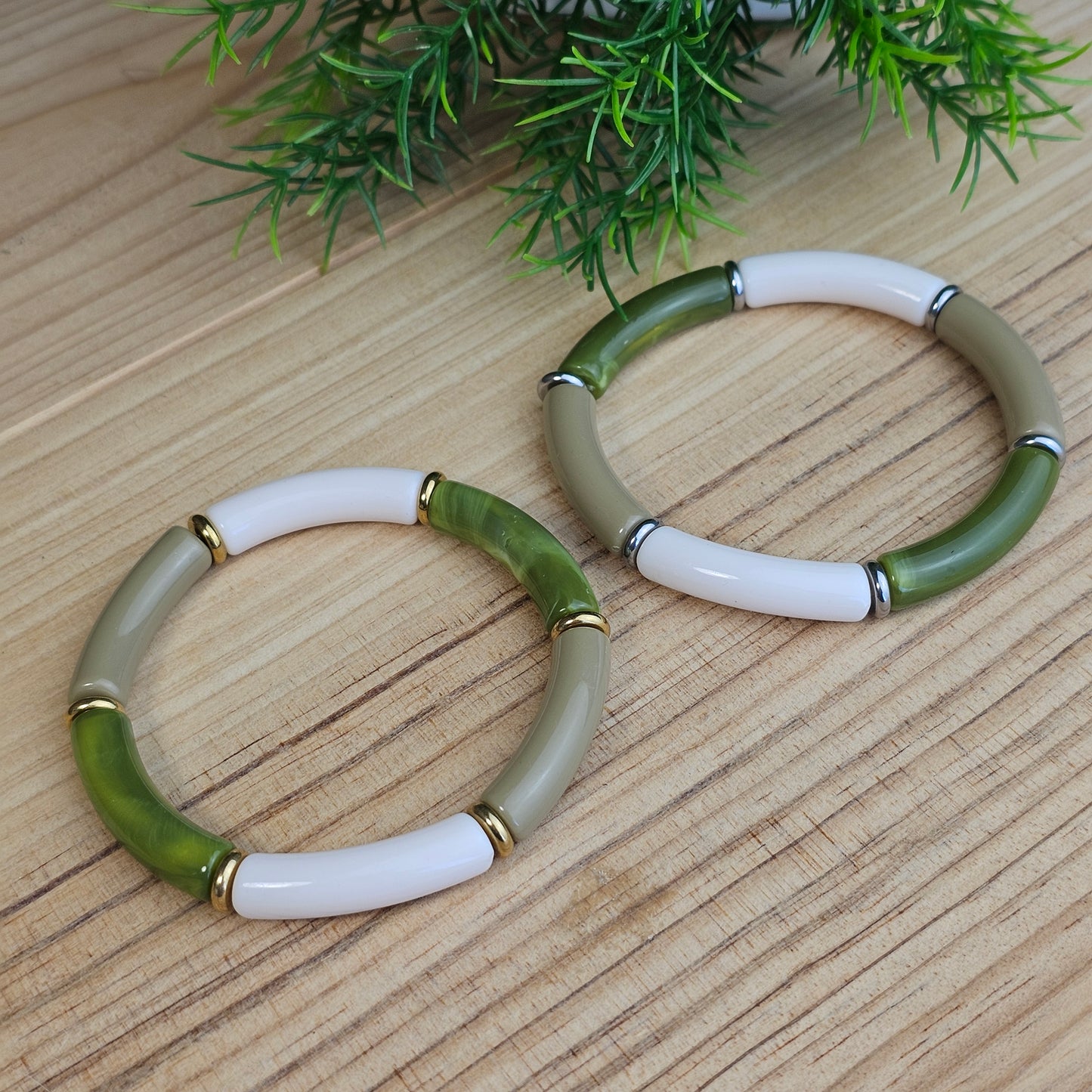 Bracelet Laurane vert/écru