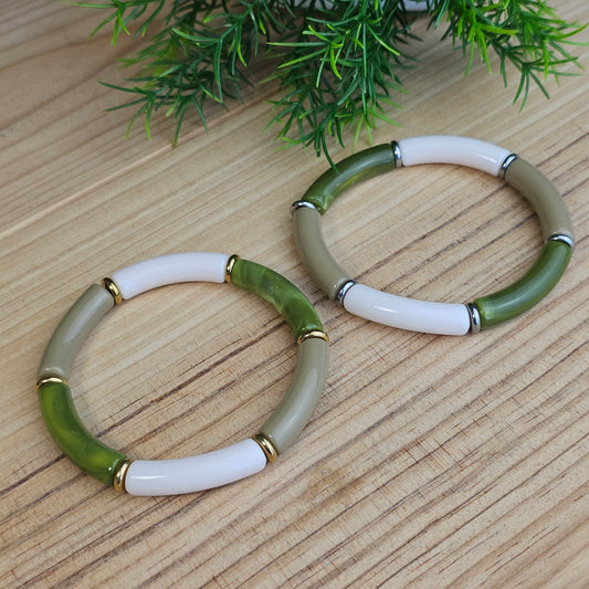 Bracelet Laurane vert/écru