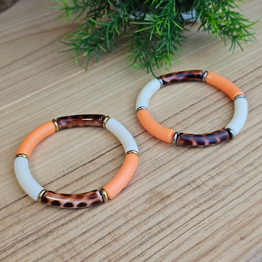 Bracelet Laurane léopard/orange
