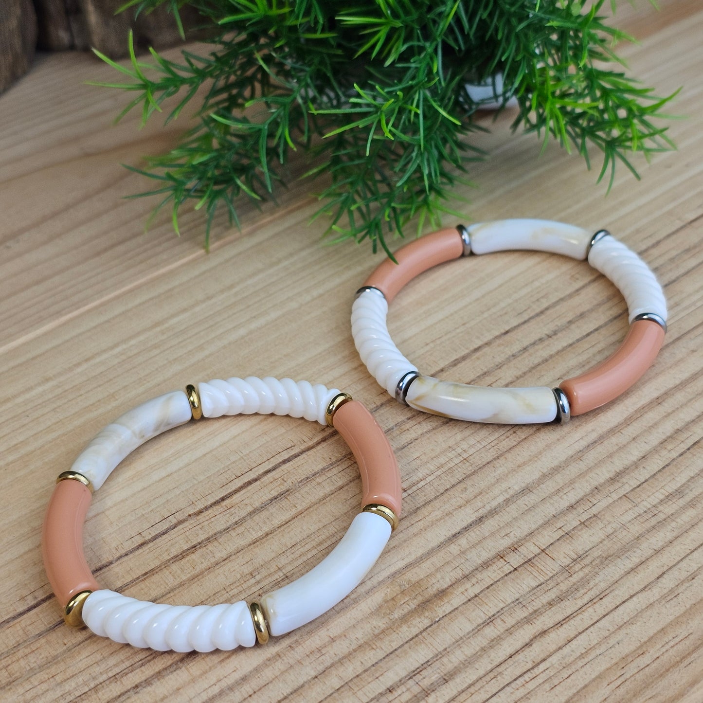 Bracelet Laurane écru/beige rosé
