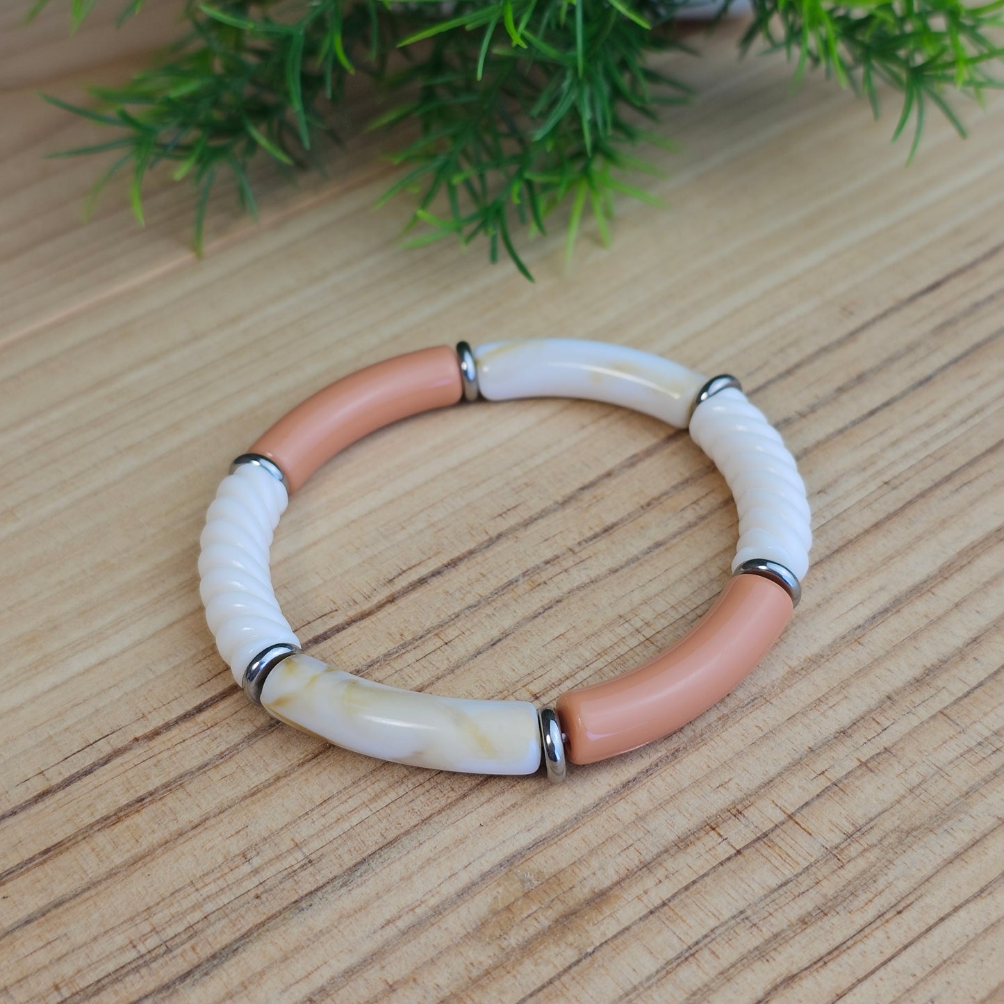 Bracelet Laurane écru/beige rosé