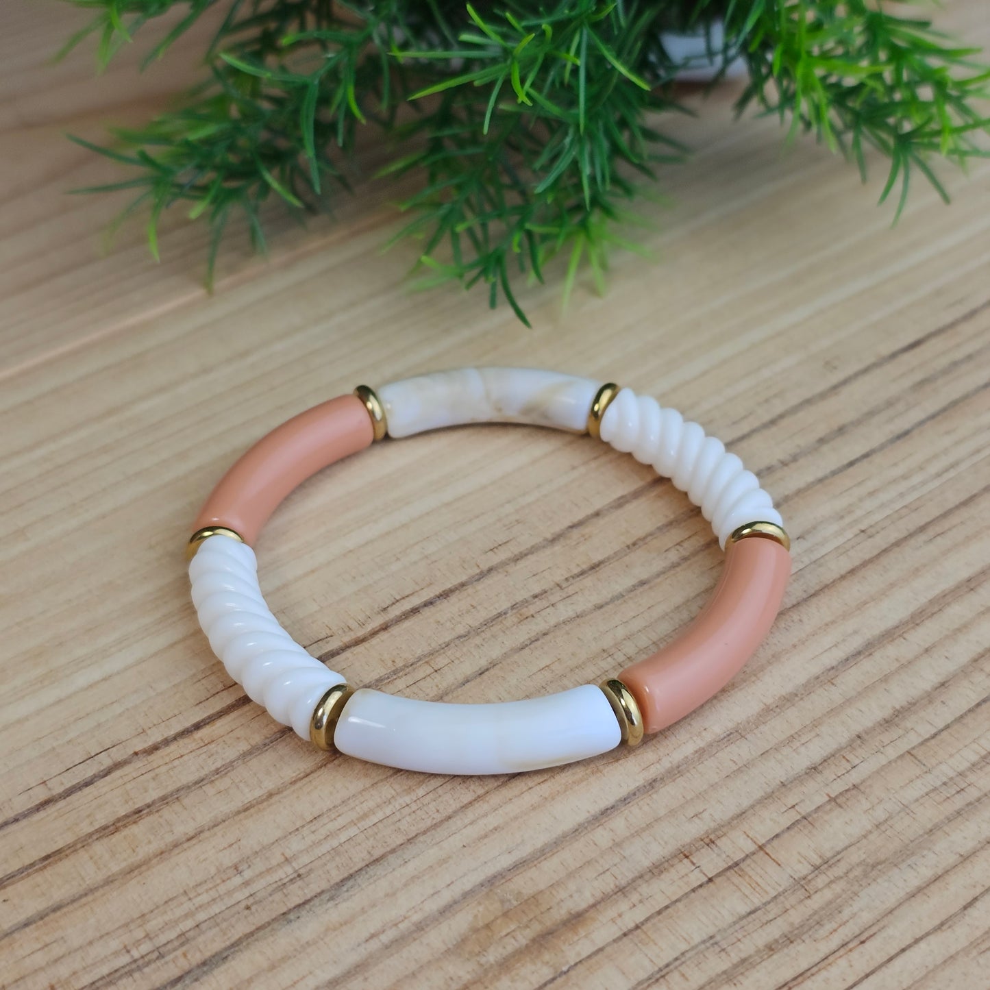 Bracelet Laurane écru/beige rosé