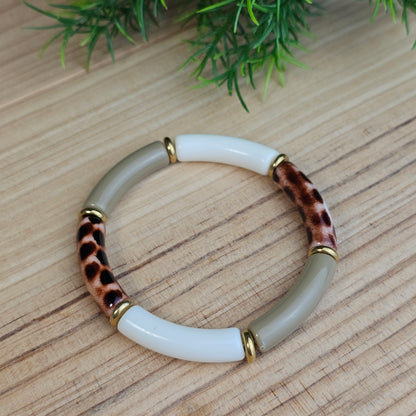 Bracelet Laurane léopard/écru/taupe
