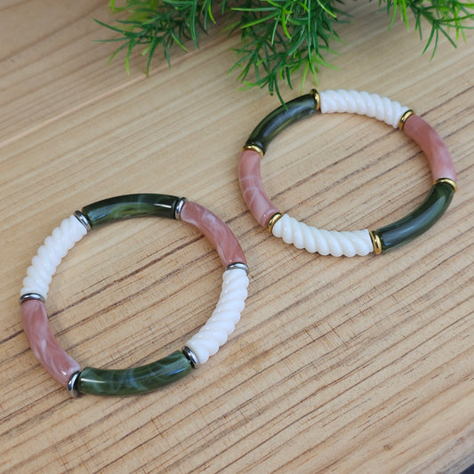 Bracelet Laurane vert/rose
