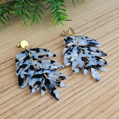 Boucles d'oreilles Marine blanc/noir