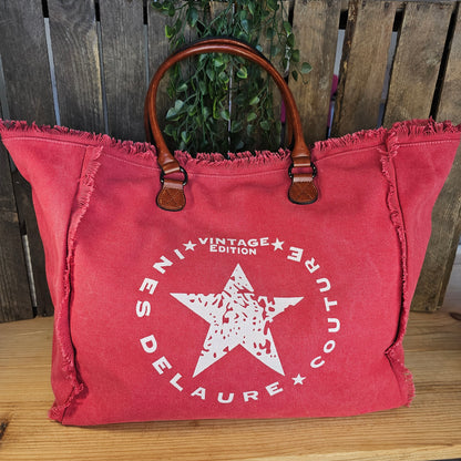 Grand sac cabas framboise