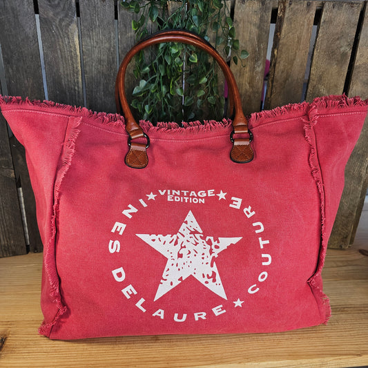 Grand sac cabas framboise