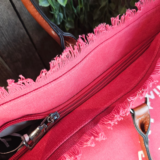 Grand sac cabas framboise