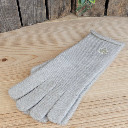 Gants coeur brodé taupe