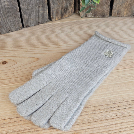 Gants coeur brodé taupe