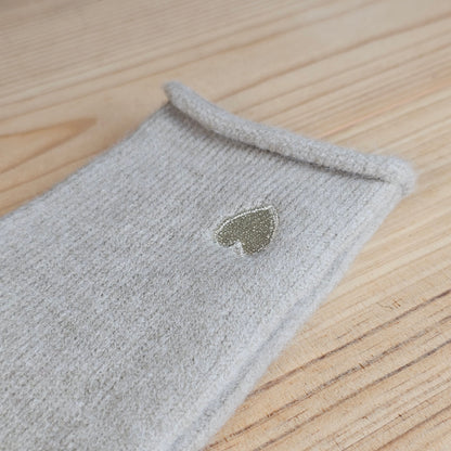 Gants coeur brodé taupe