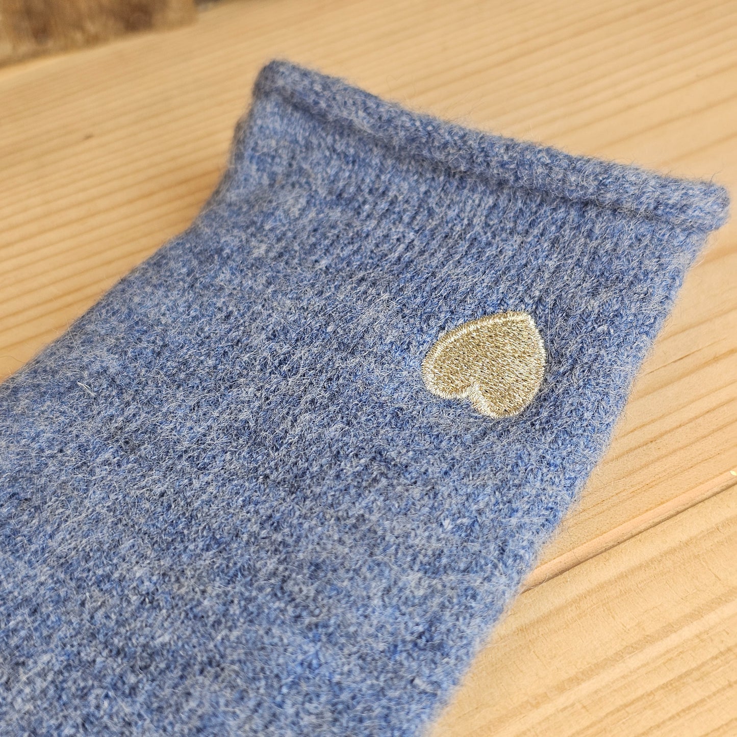 Gants coeur brodé bleu jeans