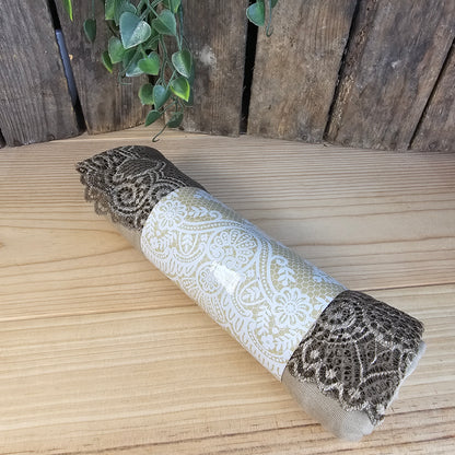 Top en rouleau dentelle camel