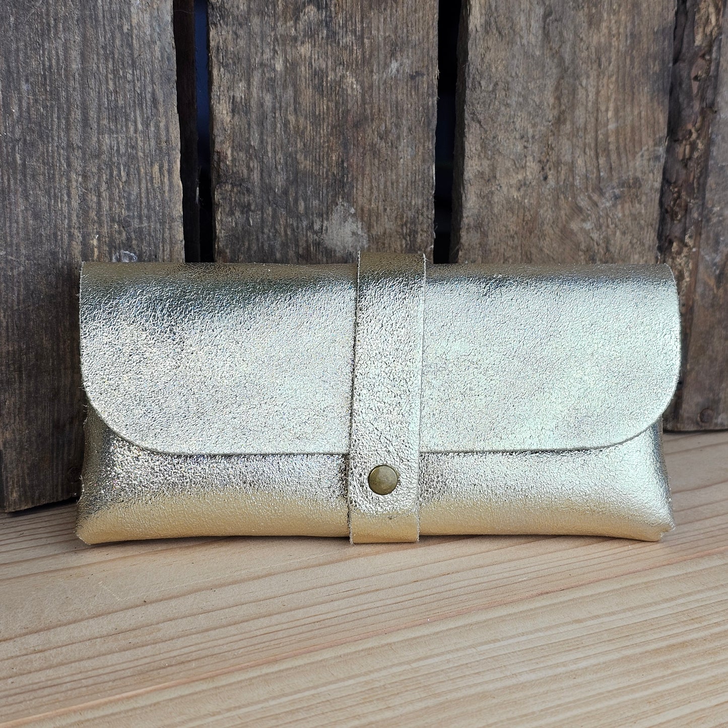 Etui lunette en cuir doré