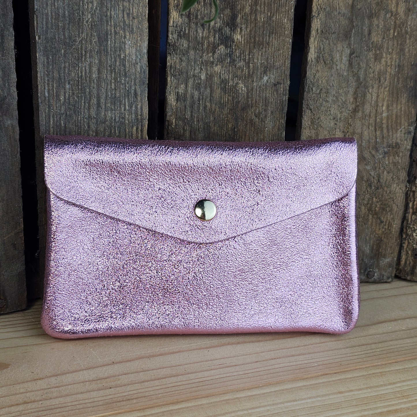 Grand porte monnaie en cuir rose