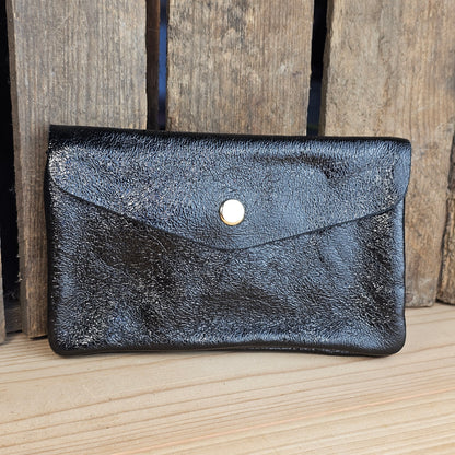 Grand porte monnaie en cuir noir