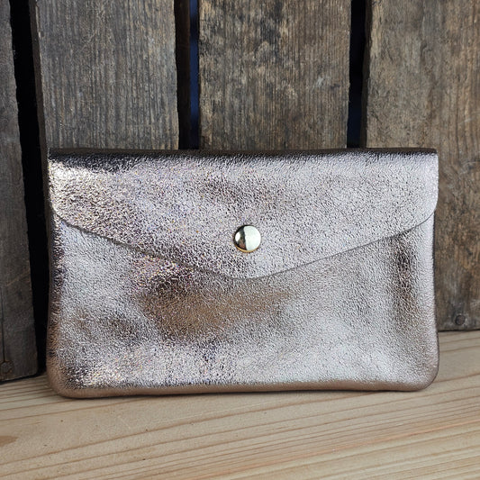 Grand porte monnaie en cuir bronze