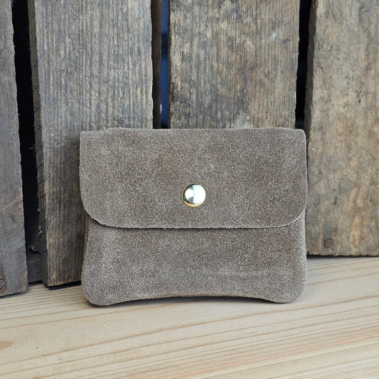 Porte monnaie en daim taupe