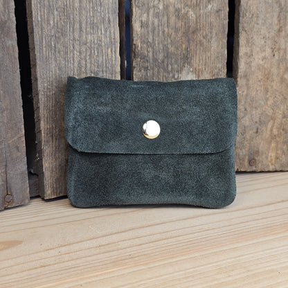 Porte monnaie en daim kaki